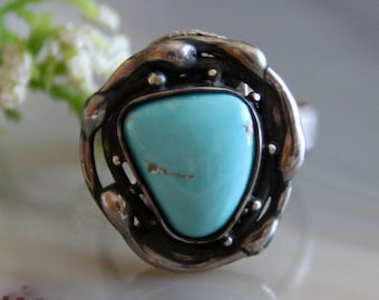 Turquoise Ring Sterling Silver Jewelry Blue Gemstone