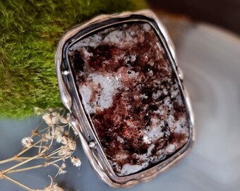 Statement Ring Mica Stone Ring Sterling Silver Jewelry