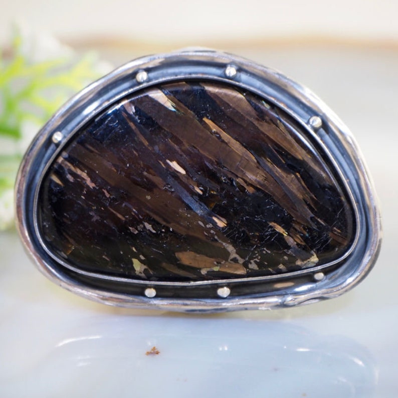 Statement Ring Black Stone Nuummite Sterling Silver Jewelry Izovella