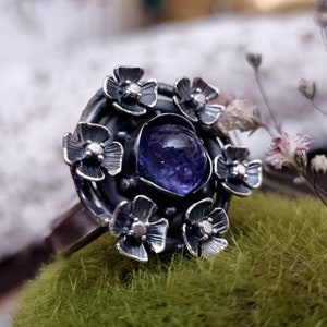 Tanzanite Ring Zoisite Stone Ring Statement Sterling Silver Jewelry zdjęcie 2