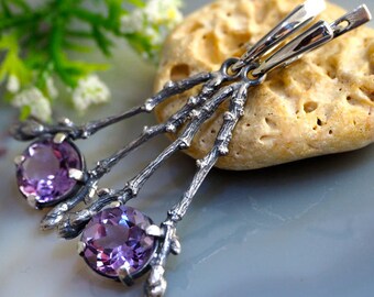 Amethyst Earrings Gemstone Sterling Silver Jewelry