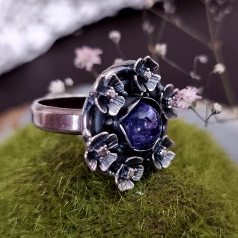 Tanzanite Ring Zoisite Stone Ring Statement Sterling Silver Jewelry zdjęcie 3