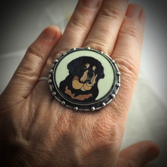 犬用リング ロットワイラー ピエトラ・デュラ モザイク ステートメント