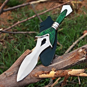 Hand Forged Celtic Triquetra Elven Dagger with Sheath | Stainless Steel Fantasy  Elf Kn | Druid Pagan Collectible | Valentine’s Day Gift
