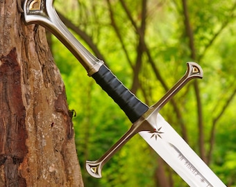 HANDMADE Legendary ANDURIL LOTR Movie Stainless Steel Strider's Sword of King Elessar's Viking Master Replica Sword, Best Fathers Day Gifts,