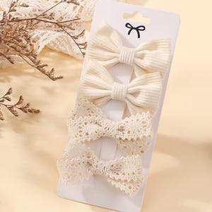 Baby-Mädchen Haarspangen | Weiche Stoffbögen, neutrale Töne, Kleinkind-Accessoires