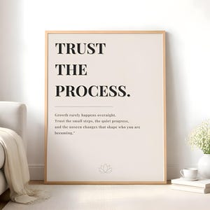 Trust The Process-offerteafdruk | Muurkunst persoonlijke groei | Helende reis | Minimalistisch decor voor zelfontwikkeling.
