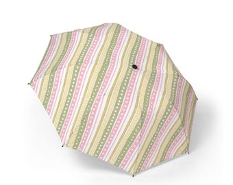 Pastell Streifen Muster | Pink Grüner Dot & Line Taschenschirm