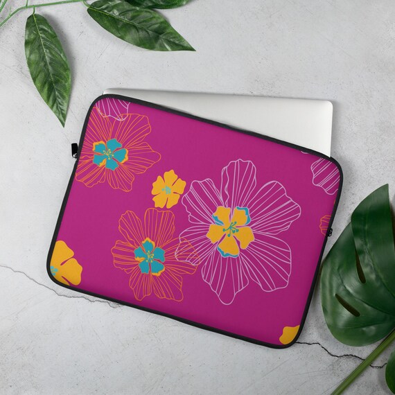 Floral Neoprene Laptop Sleeve: Padded, Water Resistant