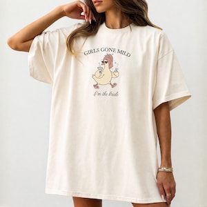 Funny Girls Gone Mild goose bachelorette shirts with personalized bridal party details, perfect for bridesmaids, girls trips, bach weekends and matching wedding party outfits