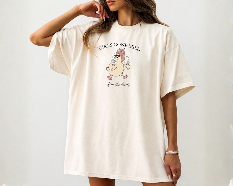 Funny Girls Gone Mild goose bachelorette shirts with personalized bridal party details, perfect for bridesmaids, girls trips, bach weekends and matching wedding party outfits