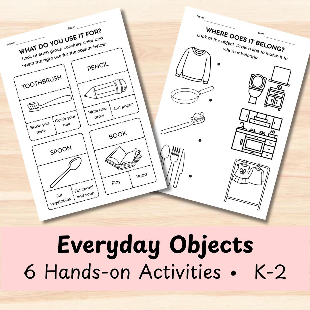 Everyday Objects Worksheets | Life Skills Activities | Object Function ...