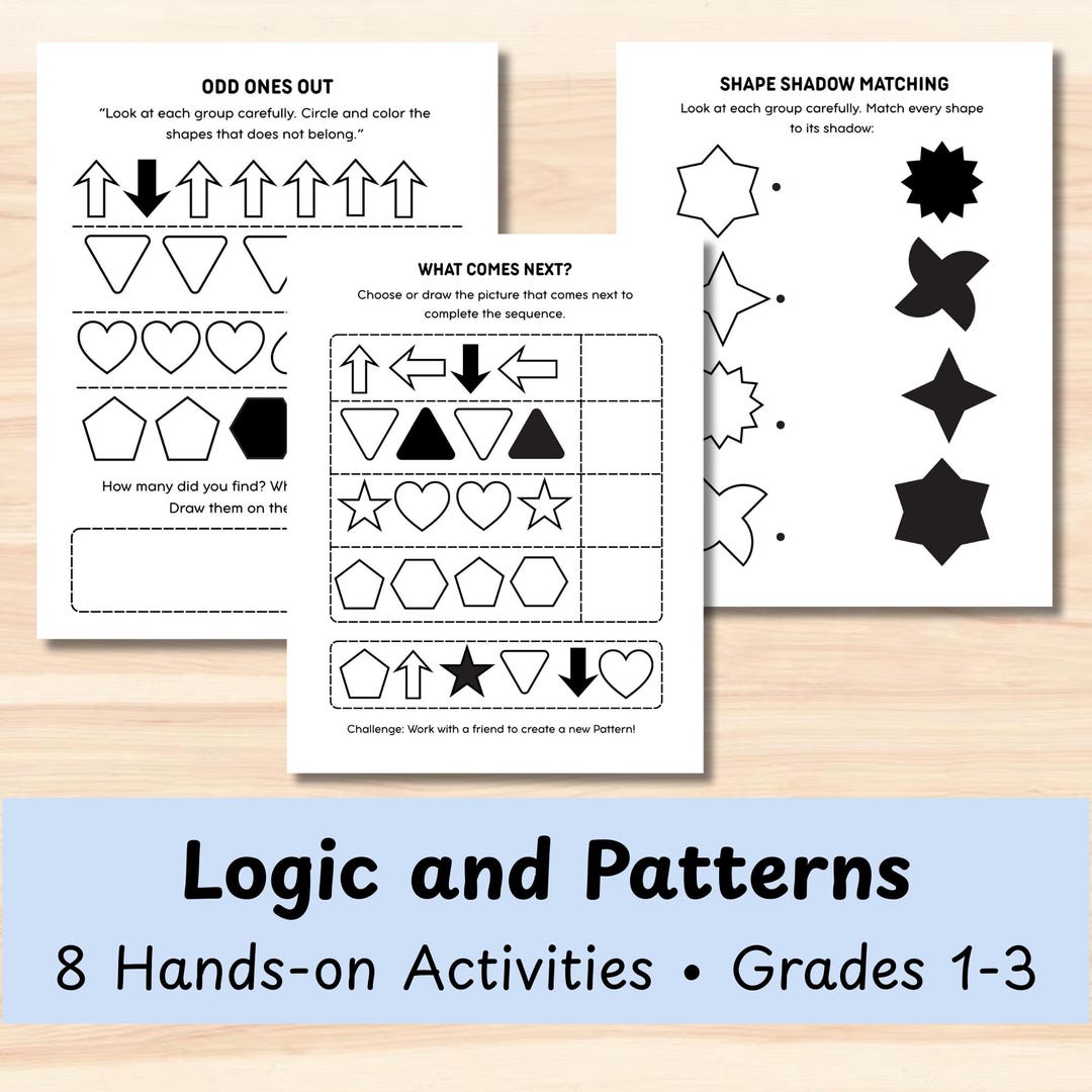 Logic Pattern Worksheets | Critical Thinking Activities, Grades 1-3 ...