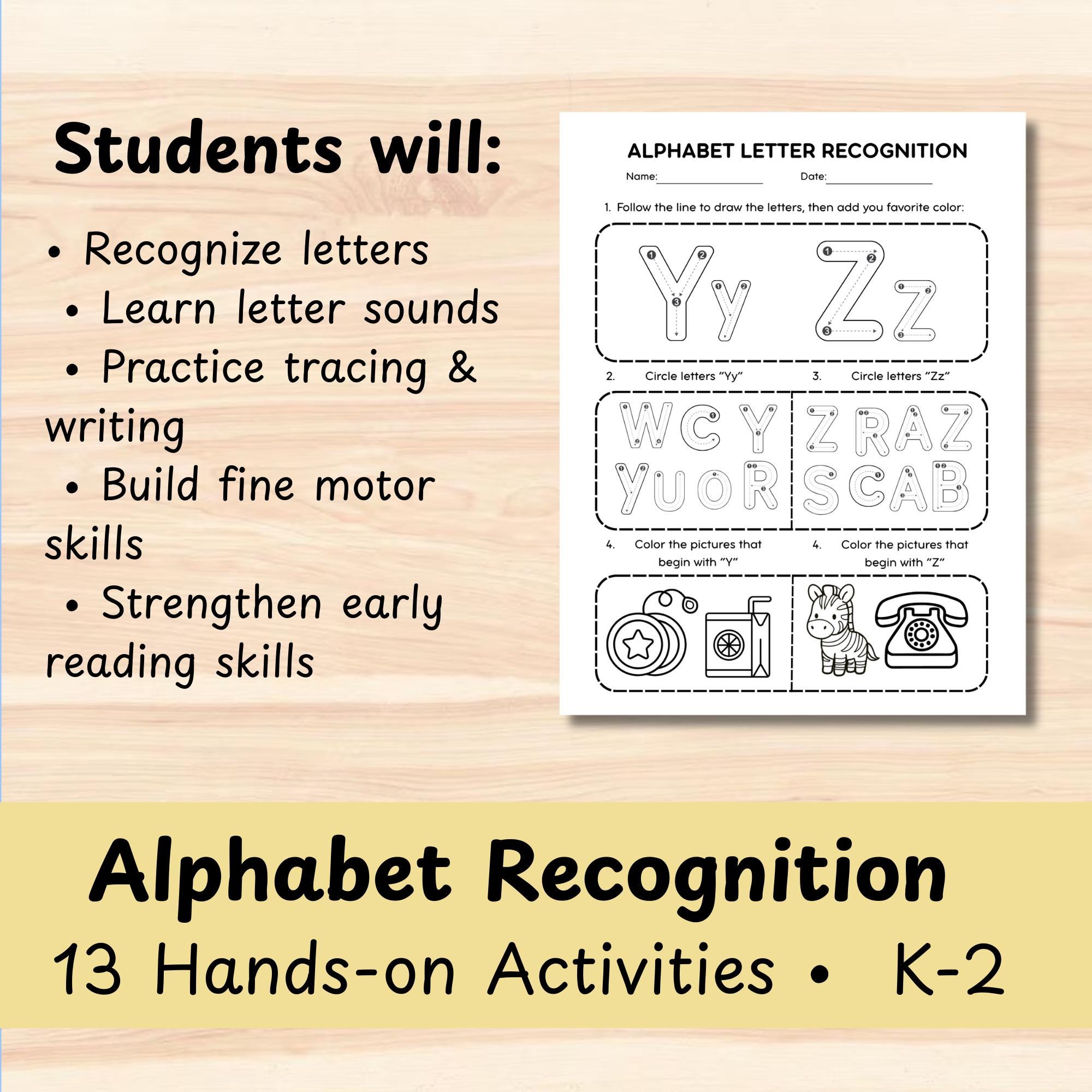 Alphabet Letter Recognition Worksheets | Letter Tracing & Sounds ...