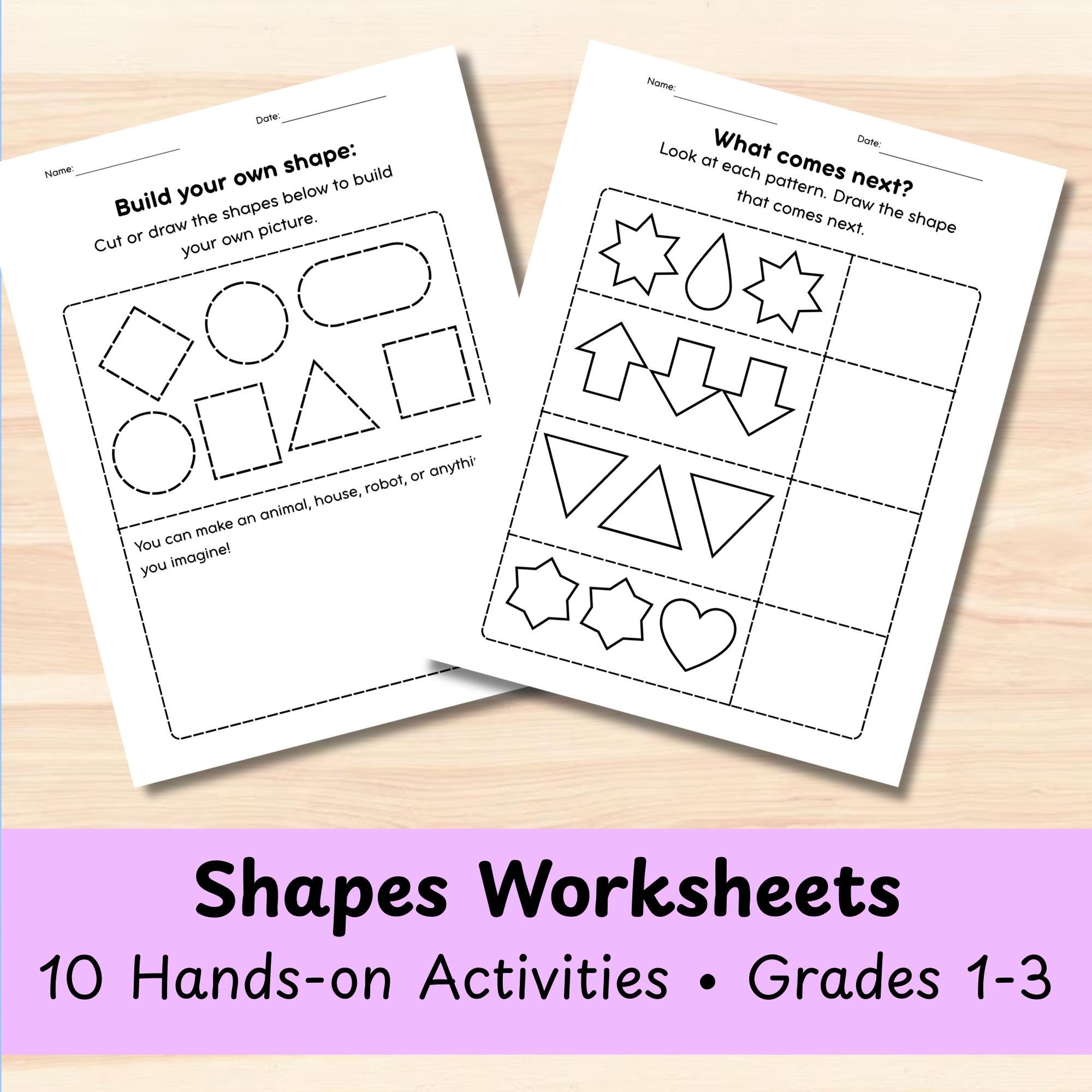 Shape Pattern Grade 1 Shapes Worksheets for Kids Grades 1–3 | Recognition, Sorting, Patterns ...
