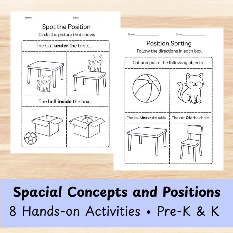 Positional Words Activities | Spatial Concepts Worksheets for Preschool ...