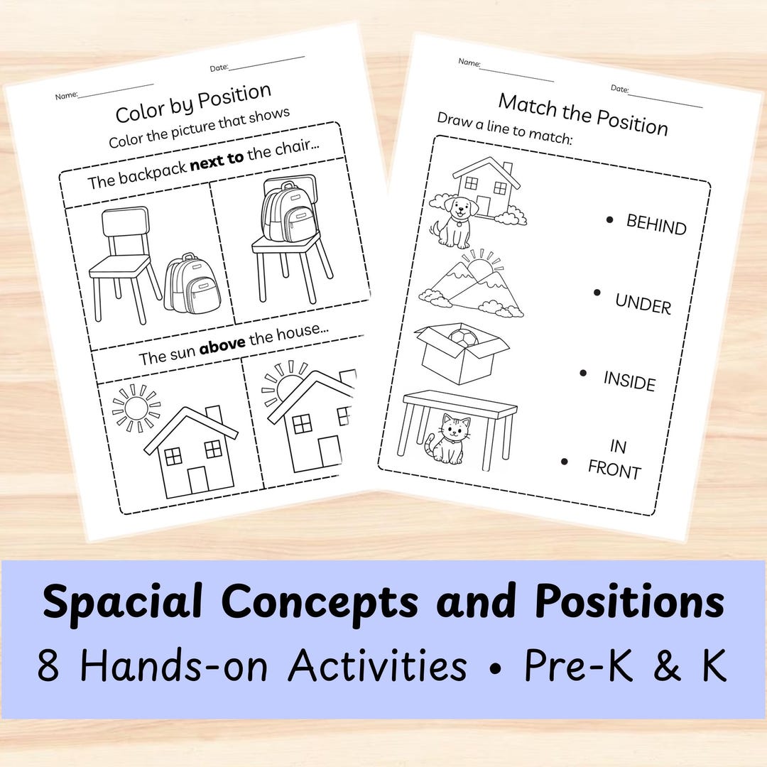Positional Words Activities | Spatial Concepts Worksheets for Preschool ...