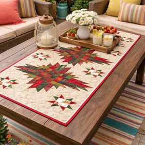 Cardinal Cheer Quilt Pattern PDF | 28"x80" Geometric Patchwork | Easy, Modern, Beginner-Friendly Instant Download