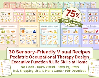 30 Visual Recipes for Kids - Sensory Friendly Bundle for Independence, Executive Function, Life Skills | Montessori Cookery | ADHD & ASD PDF