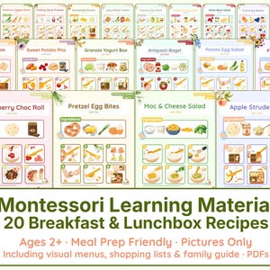 Visual Recipe Cards for Toddlers | Montessori Lunchbox & Breakfast Bundle | Printable Kids Daily Life Skills PDF (Age 2+)
