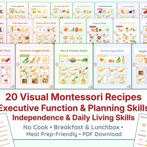 20 Bildrezepte Kinder – Reizreduzierte Frühstücks- & Lunchbox-Rezepte für Handlungsplanung und Selbstständigkeit | Ergo und Montessori PDF