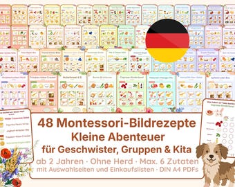 48 Montessori Picture Recipes PDF | Children's Group Activities | Preschool, Daycare, After-School Program, Holiday Activities | Sibling Activities | Rainy Day, Autumn