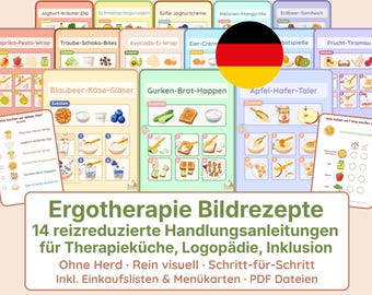 Recepten met afbeeldingen voor ergotherapie – 14 prikkelarme actie-instructies voor de therapiekeuken | Actieplanning, zelfstandigheid | Ergotherapie, logopedie