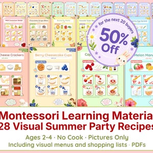 Bildrezepte Sommerparty für Kinder (2-4 J.) | 28 Rezepte ohne Herd oder Backofen | Montessori Lernmaterial für Kita & Eltern