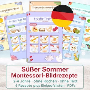 Montessori Lernmaterial – Bildrezepte Kinder 2–4 Jahre – Süße Sommer Snacks ohne Kochen – Feinmotorik, Sensorik & Selbstständigkeit– PDF
