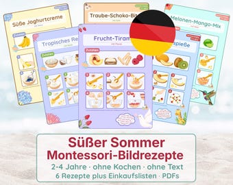 Montessori Learning Materials – Picture Recipes for Children 2–4 Years – Sweet Summer Snacks No Cooking Required – Fine Motor Skills, Sensory Development & Independence – PDF