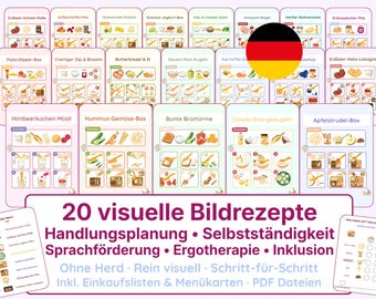 20 Recepten met Afbeeldingen voor Kinderen | Montessori Receptkaarten | Actieplanning & Onafhankelijkheid | Ontbijt en Lunchbox | PDF | Duits
