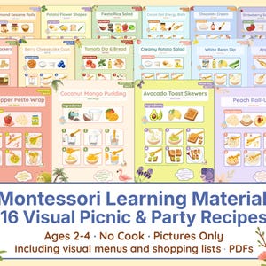 16 Visual Party Recipes for Kids | Montessori Step by Step Recipes with Pictures | Picnic & Birthday Activities | No-Cook Independence | PDF