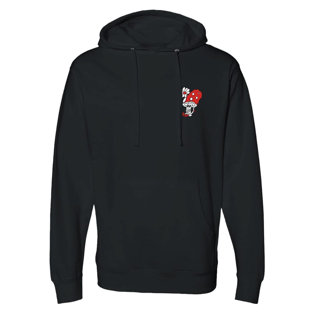 Questionable Mushroom Magic Red/black Men's Midweight Hooded Sweatshirt ...