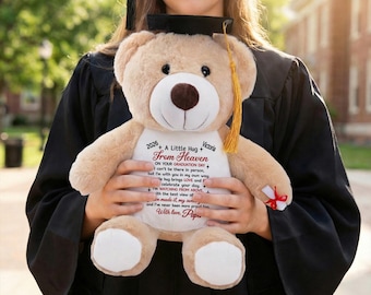 Graduation Bear 2026, Custom Teddy Bear with Message, High School Grad Gift from Heaven, Class of 2026 Grad Bear