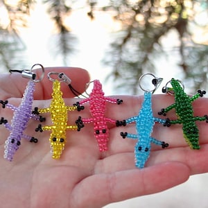 Beaded Crocodile Keychain Charms