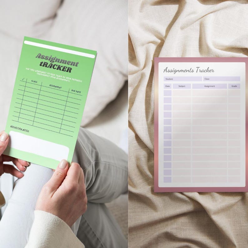 Assignment Tracker Printable, Homework Planner, Student Grade Tracker ...