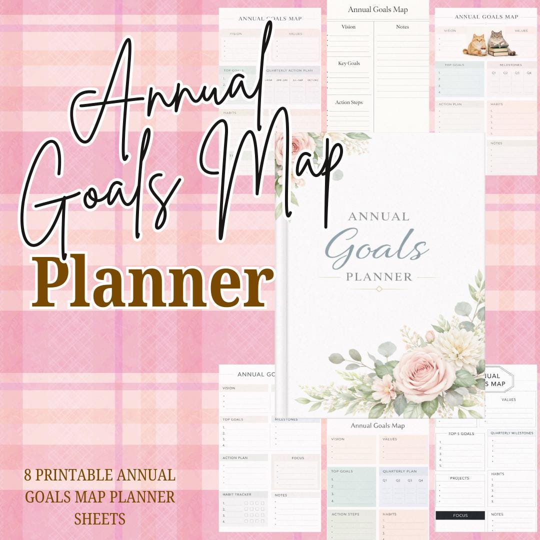 Title Annual Goals Map, 2026 Vision Board, Goal Setting Planner ...