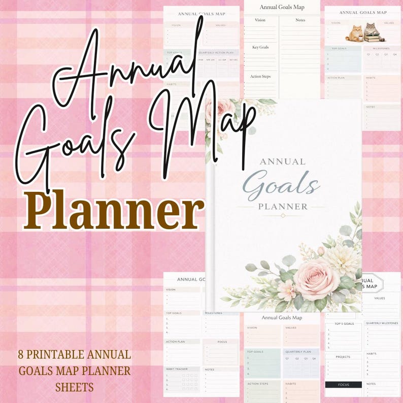 Title Annual Goals Map, 2026 Vision Board, Goal Setting Planner ...