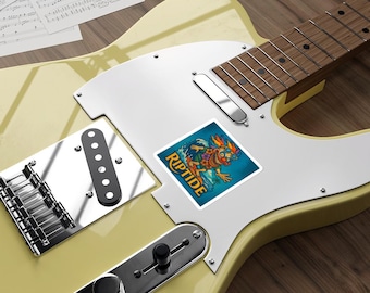 Sticker Riptide Surfing Clown – gestanst vinyl, kustsurfkunst, strandlaptopsticker