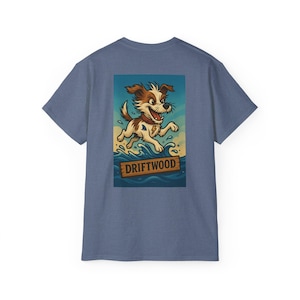 Men's Retro Driftwood Dog Graphic Tee – Vintage Coastal T-Shirt