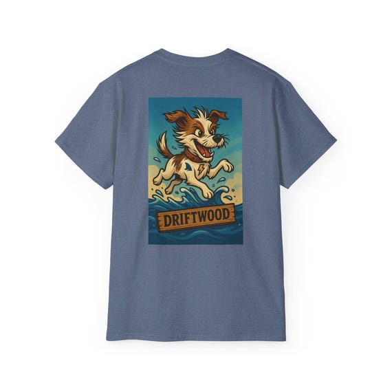 Men's Retro Driftwood Dog Graphic Tee – Vintage Coastal T-Shirt