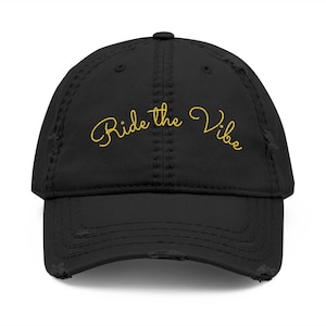 Ride the Vibe™ Hat – Embroidered Distressed Surf Cap, Coastal Dad Hat, Beach Lifestyle Apparel