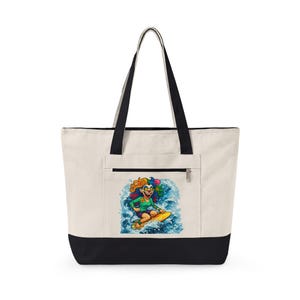 TidalWave Surfer Clown Tragetasche Küsten Strandtasche, Surf Art Illustration, Driftwood & Tide Co.
