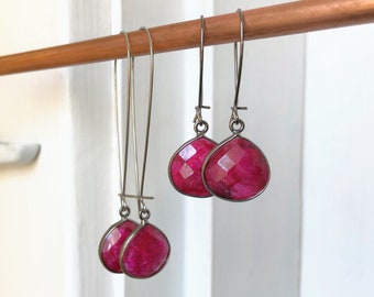 Ruby briolette teardrop earrings