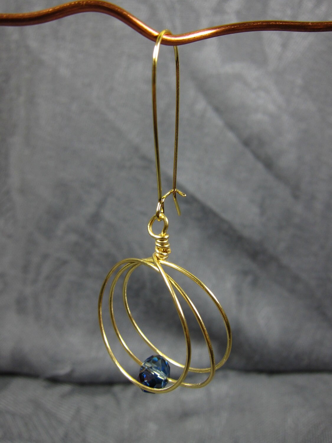 Gold Hoop Lead Crystal Earrings Small Triple Hoops With Dark Etsy