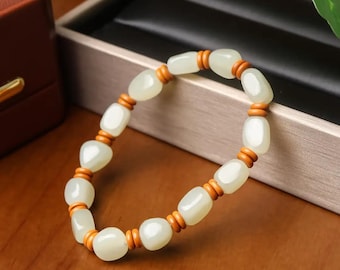 Pulsera de jade auténtico con cuentas de 8 mm, joyería de moda.