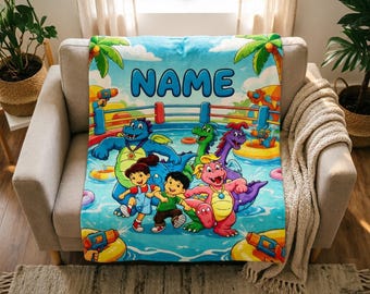 Manta de felpa personalizada de Dragon Tales, manta infantil con nombre personalizado