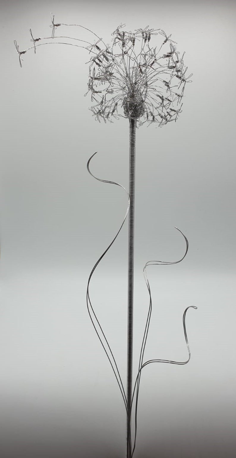 Handmade Stainless Steel Dandelion flower Wire Art Ornament | Etsy