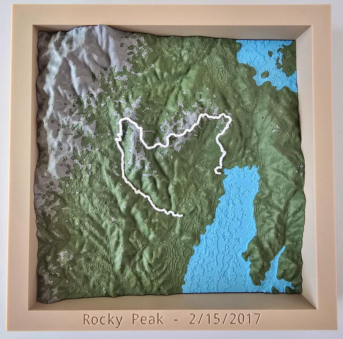 Topographic Map Frame Custom Topographic Trail Map | Framed 3D Terrain Art - Etsy
