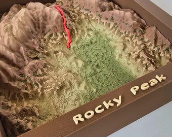 Custom Topographic Trail Map | Framed 3D Terrain Art